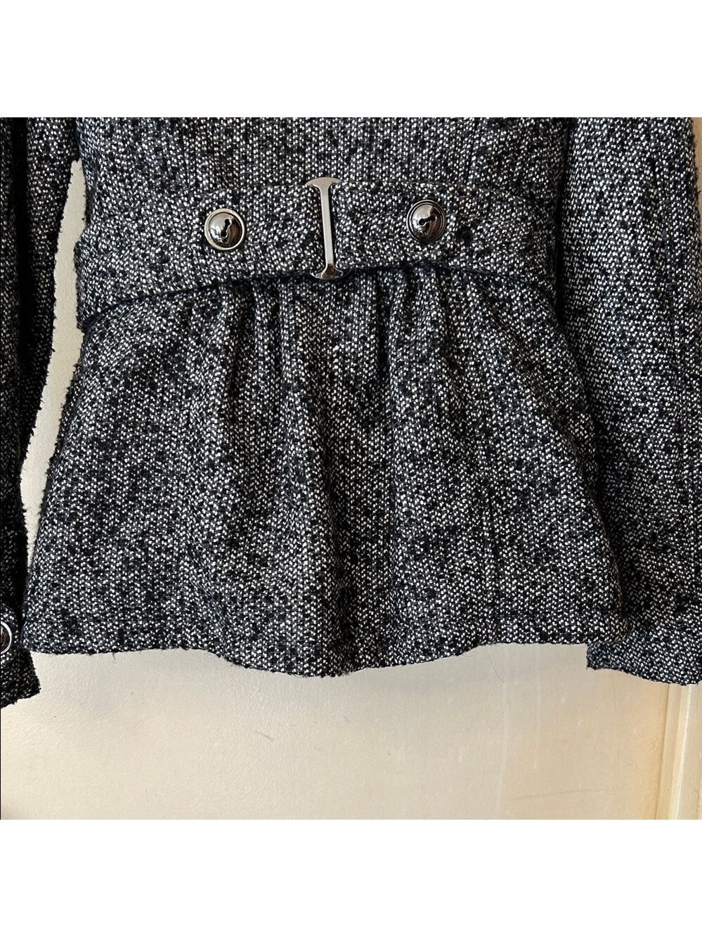 Pink Envelope Black and WhiteTweed Pea Coat size M - Picture 9 of 12